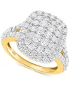 Forever Grown Diamonds Lab Grown Diamond Halo Cluster Ring (2 Ct. T.w.) In Sterling Silver Or 14k Gold-plated Sterling Silv In Gold-plated Sterling Silver