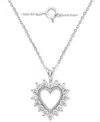 Forever Grown Diamonds Lab-grown Diamond Heart 18" Pendant Necklace (1 Ct. T.w.) In Sterling Silver Or 14k Gold-plated Ster In Sterling Silver