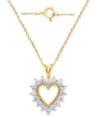 Forever Grown Diamonds Lab-grown Diamond Heart 18" Pendant Necklace (1 Ct. T.w.) In Sterling Silver Or 14k Gold-plated Ster In Gold-plated Sterling Silver