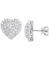 Forever Grown Diamonds Lab Grown Diamond Heart Cluster Stud Earrings (2 Ct. T.w.) In Sterling Silver Or 14k Gold-plated Ste In Sterling Silver