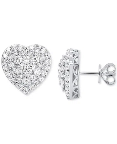Forever Grown Diamonds Lab Grown Diamond Heart Cluster Stud Earrings (2 Ct. T.w.) In Sterling Silver Or 14k Gold-plated Ste