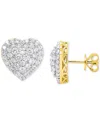 Forever Grown Diamonds Lab Grown Diamond Heart Cluster Stud Earrings (2 Ct. T.w.) In Sterling Silver Or 14k Gold-plated Ste In Gold-plated Sterling Silver