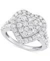 Forever Grown Diamonds Lab Grown Diamond Heart Halo Cluster Ring (2 Ct. T.w.) In Sterling Silver Or 14k Gold-plated Sterlin In Sterling Silver