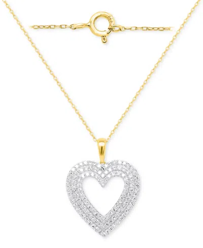 Forever Grown Diamonds Lab-grown Diamond Heart Pendant 18" Necklace (2 Ct. T.w.) In Sterling Silver Or 14k Gold-plated Ster In Gold-plated Sterling Silver