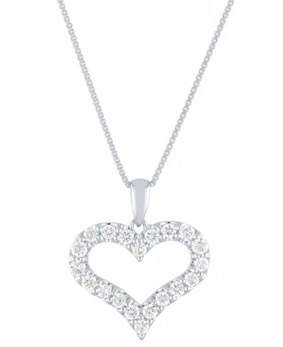 Forever Grown Diamonds Lab Grown Diamond Heart Pendant Necklace (1/2 Ct. T.w.) In Sterling Silver, 16" + 2" Extender
