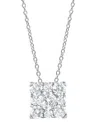 Forever Grown Diamonds Lab Grown Diamond Square Cluster Pendant Necklace (1 Ct. T.w.) In Sterling Silver, 16" + 2" Extender In Silver
