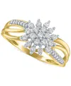 Forever Grown Diamonds Lab Grown Diamond Star Cluster Ring (1/3 Ct. T.w.) In 10k Gold In Yellow Gold