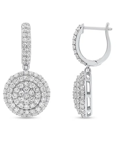 Forever Grown Diamonds Lab-grown Diamond Cluster Drop Earrings (2 Ct. T.w.) In Sterling Silver (also In 14k Gold-plated Ste
