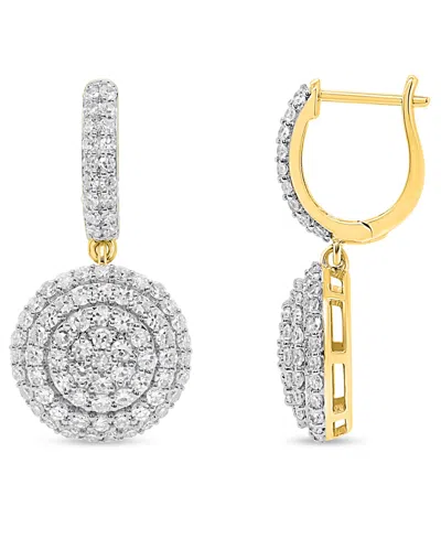 Forever Grown Diamonds Lab-grown Diamond Cluster Drop Earrings (2 Ct. T.w.) In Sterling Silver (also In 14k Gold-plated Ste In Gold-plated Sterling Silver