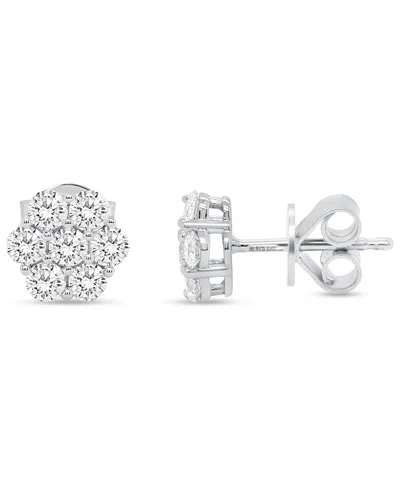 Forever Grown Diamonds Lab-grown Diamond Cluster Stud Earrings (1 Ct. T.w.) In Sterling Silver (also Available In Sterling 