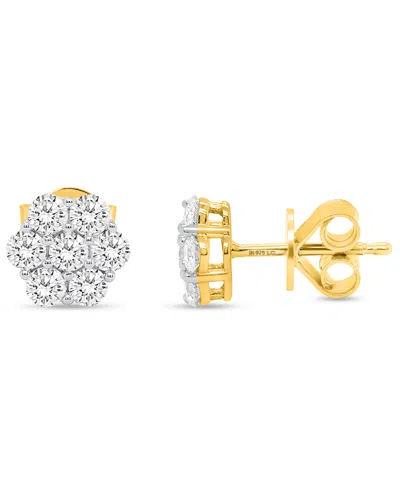 Forever Grown Diamonds Lab-grown Diamond Cluster Stud Earrings (1 Ct. T.w.) In Sterling Silver (also Available In Sterling  In Gold-plated