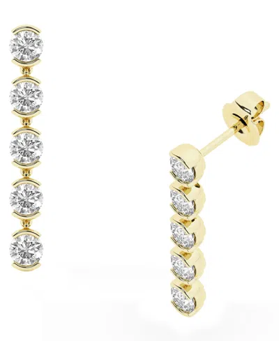 Forever Grown Diamonds Lab-grown Diamond Dangling Earrings (2 Ct. T.w.) In 14k Yellow Gold-plating Over Sterling Silver In Gold-plated Sterling Silver