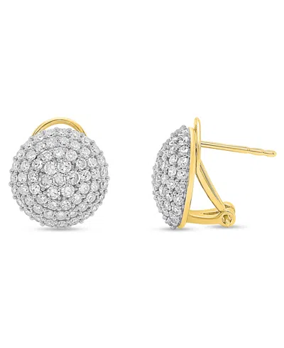Forever Grown Diamonds Lab-grown Diamond Dome Stud Earrings (2 Ct. T.w.) In Sterling Silver (also In 14k Gold-plated Sterli In Gold-plated Sterling Silver