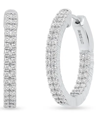 Forever Grown Diamonds Lab-grown Diamond Double Row Inside Out Hoop Earrings (1 Ct. T.w.) In Sterling Silver (also In 14k G