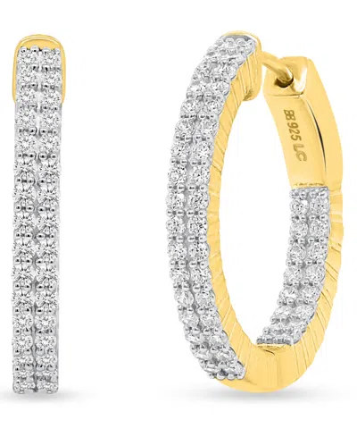 Forever Grown Diamonds Lab-grown Diamond Double Row Inside Out Hoop Earrings (1 Ct. T.w.) In Sterling Silver (also In 14k G In Gold-plated Sterling Silver
