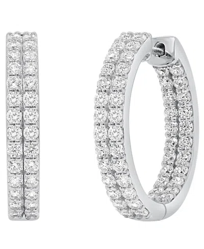 Forever Grown Diamonds Lab-grown Diamond Double Row Inside Out Hoop Earrings (2 Ct. T.w.) In Sterling Silver