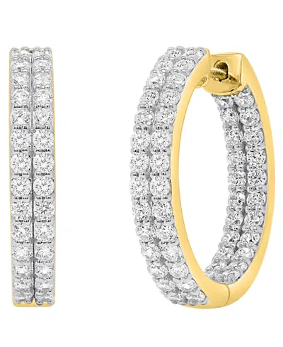 Forever Grown Diamonds Lab-grown Diamond Double Row Inside Out Hoop Earrings (2 Ct. T.w.) In Sterling Silver In Gold-plated Sterling Silver