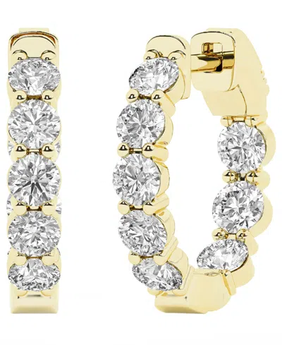 Forever Grown Diamonds Lab-grown Diamond Hoop Earrings (2 Ct. T.w.) In 14k Yellow Gold-plating Over Sterling Silver In Gold-plated Sterling Silver