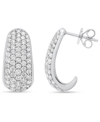 Forever Grown Diamonds Lab-grown Diamond J-hoop Earrings (2 Ct. T.w.) In Sterling Silver (also In 14k Gold-plated Sterling 