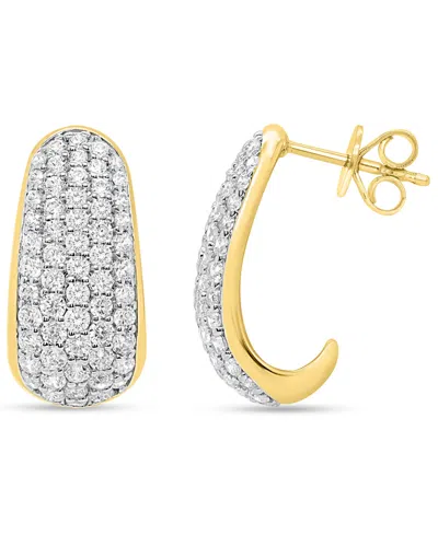 Forever Grown Diamonds Lab-grown Diamond J-hoop Earrings (2 Ct. T.w.) In Sterling Silver (also In 14k Gold-plated Sterling  In Gold-plated Sterling Silver
