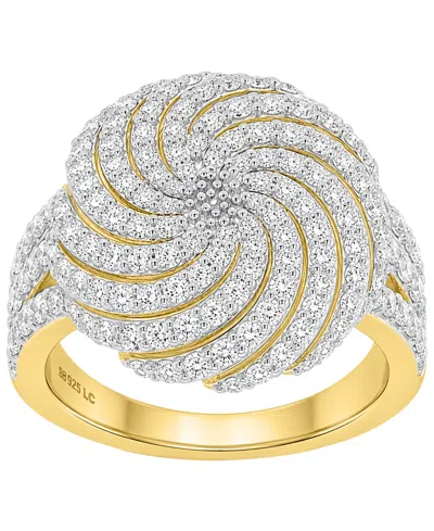 Forever Grown Diamonds Lab-grown Diamond Swirl Cluster Ring (2 Ct. T.w.) In Sterling Silver In Gold-plated Sterling Silver
