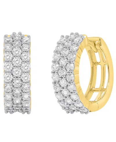 Forever Grown Diamonds Lab-grown Diamond Triple Row Huggie Hoop Earrings (1 Ct. T.w.) In Sterling Silver In Gold-plated Sterling Silver