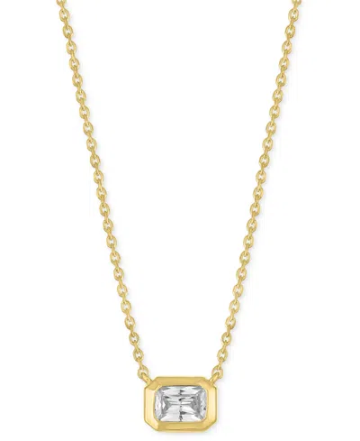 Forever Grown Diamonds Lab-grown Emerald-cut Diamond Bezel Necklace (1/3 Ct. T.w.) In 10k Yellow Gold