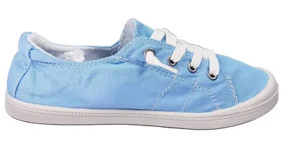 Forever Link Women's Comfort Canvas Classic Lace Up Sneakers In Light Blue