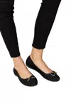 Forever Link Women's Metal Buckle Flat Loafers In Charcoal Lycra In Multi