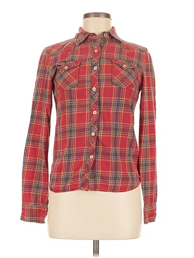 Pre-owned Forever Long Sleeve Button Down Shirt In Red