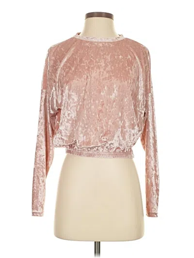 Pre-owned Forever Long Sleeve Top Pink Mock Neckline Tops