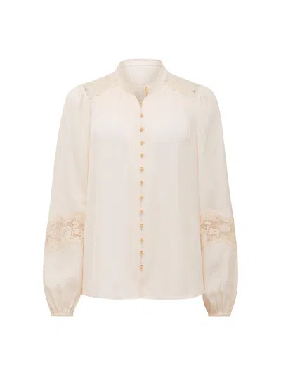 Forever New Women's Annalise Lace Sleeves Blouse In White