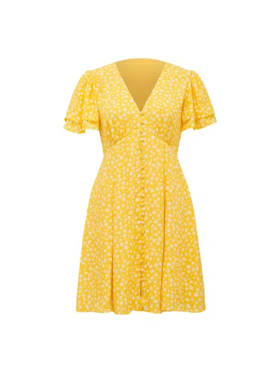 Forever New Women's Pria Button Through Mini Dress In Yellow