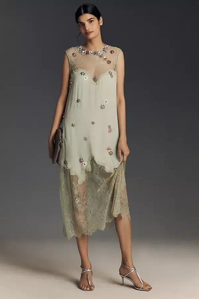 Forever That Girl Floral Appliqué Sleeveless Midi Dress