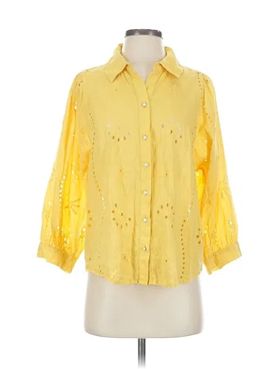 Pre-owned Forever That Girl For Anthropologie 3/4 Sleeve Button Down Shirt In Yellow