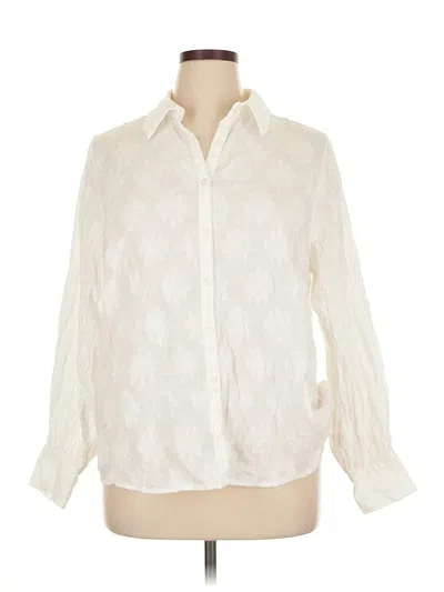 Pre-owned Forever That Girl For Anthropologie Long Sleeve Blouse In White