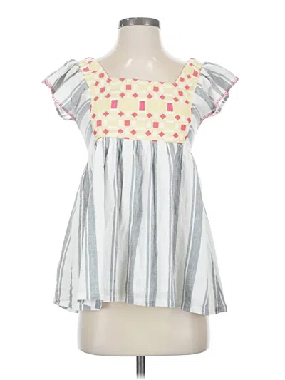 Pre-owned Forever That Girl For Anthropologie Short Sleeve Blouse In Gray