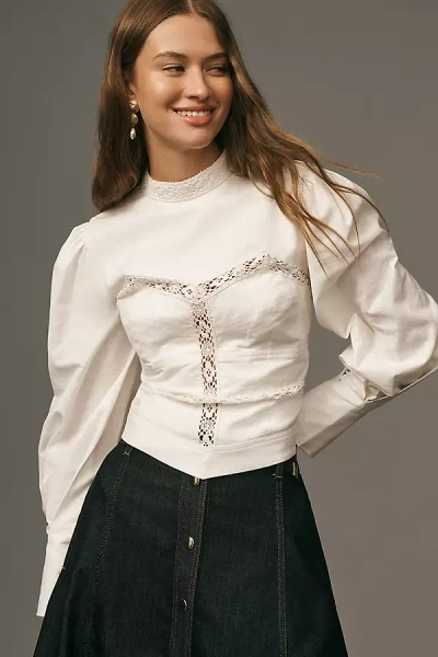 Forever That Girl Long-sleeve High-neck Blouse In White