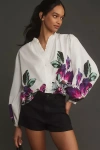 Forever That Girl Printed Ruffle Buttondown Blouse In Multicolor