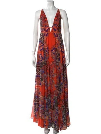 Pre-owned Forever Unique Paisley Print Long Dress W/ Tags In Orange