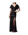 Forever Unique Sequined V-neck Maxi Dress In Black