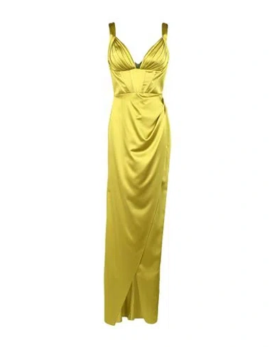 Forever Unique Woman Maxi Dress Acid Green Size 4 Polyester, Lycra In Yellow