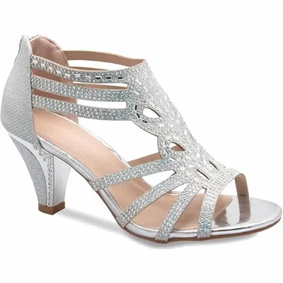 Forever Women's Glitter Open Toe Rhinestone Heels In Silver