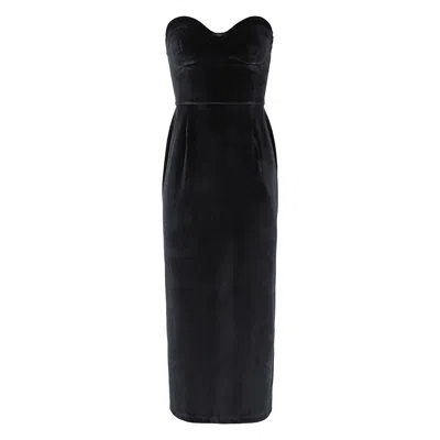 Forever Young The Label Women's Adele Velvet Midi Strapless Dress Black