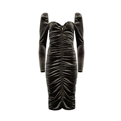 Forever Young The Label Women's Green Aliyah Midi Velvet Dress Olive