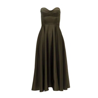 Forever Young The Label Women's Green Elora Satin Midi Dress Olive