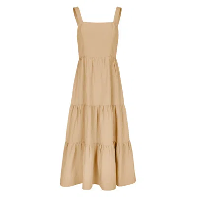 Forever Young The Label Women's Neutrals Penelope Beige Linen Ruffle Dress