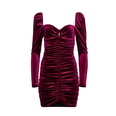 Forever Young The Label Women's Red Aliyah Mini Velvet Dress Bordeaux