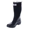 Forever Young Women's Mid-calf Solid Color Rubber Rain Boots In Black