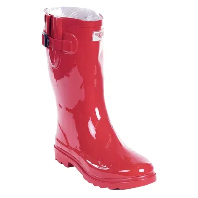 Forever Young Women's Mid-calf Solid Color Rubber Rain Boots In Red